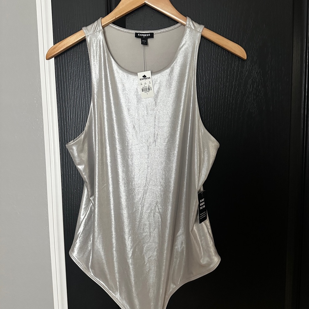 Express Metallic Silver & Black Bodysuits (set of 2)